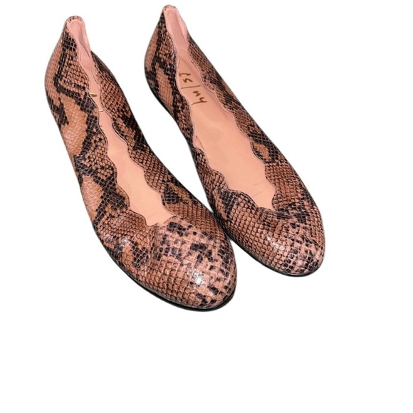 Fs/ny Spain leather snake print leather ballet flats 11 french sole - Picture 1 of 5